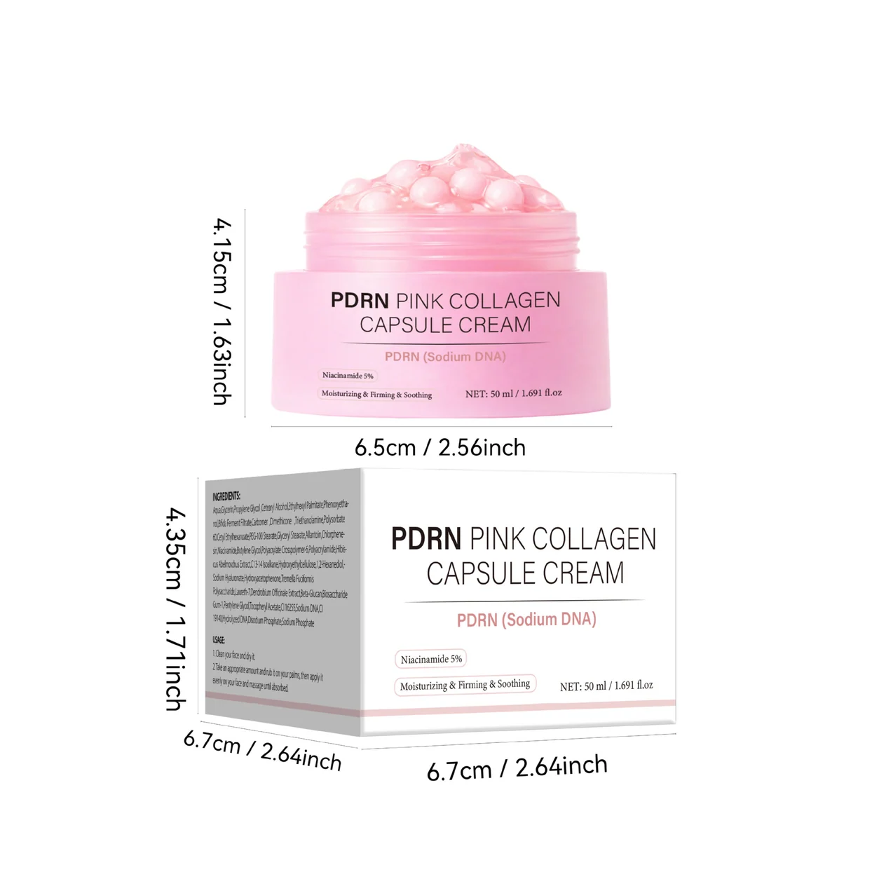 PDRN Pink Collagen Capsule Cream — Packaging & dimensions