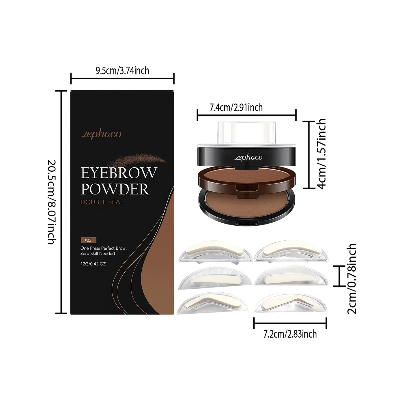 Zephoco Brow Stamp Powder Kit #02 detail 2