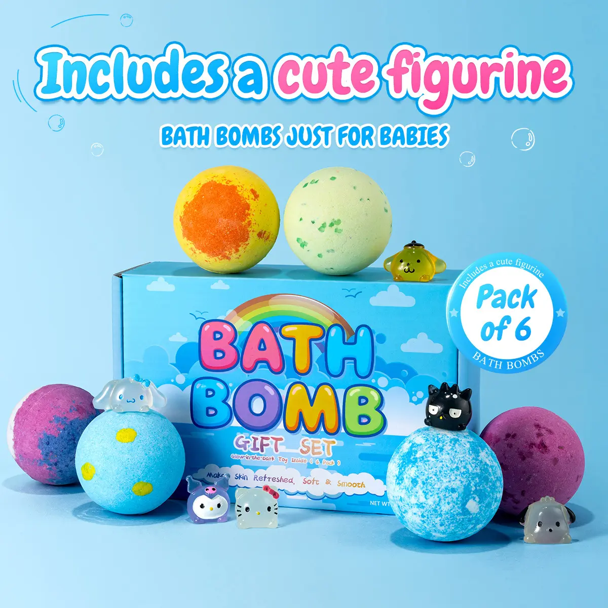 Glow-in-the-Dark Toy Bath Bomb Gift Set – 6 Pieces