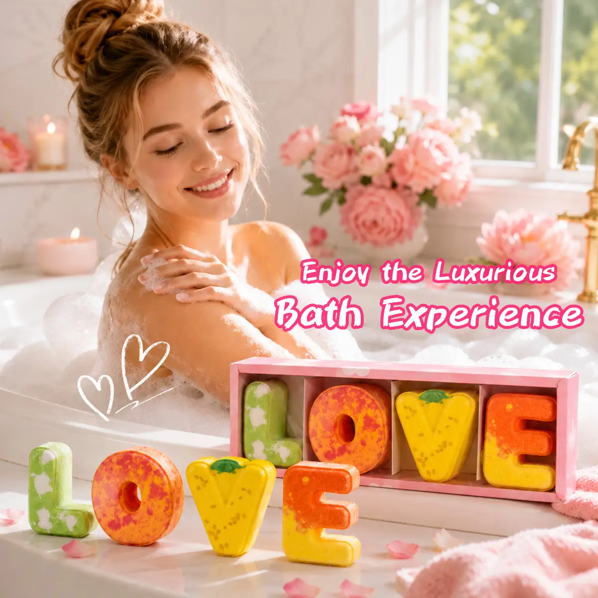 LOVE Letter Bath Bomb Gift Set – 4 Pieces